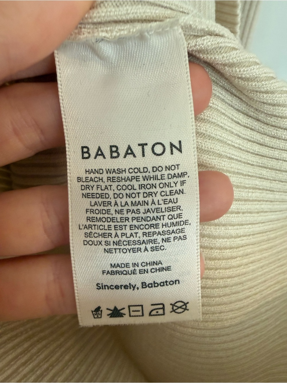 Babaton Compose Mock-neck Cream Ribbed Long Sleeve Midi Dress - Picture 7 of 8